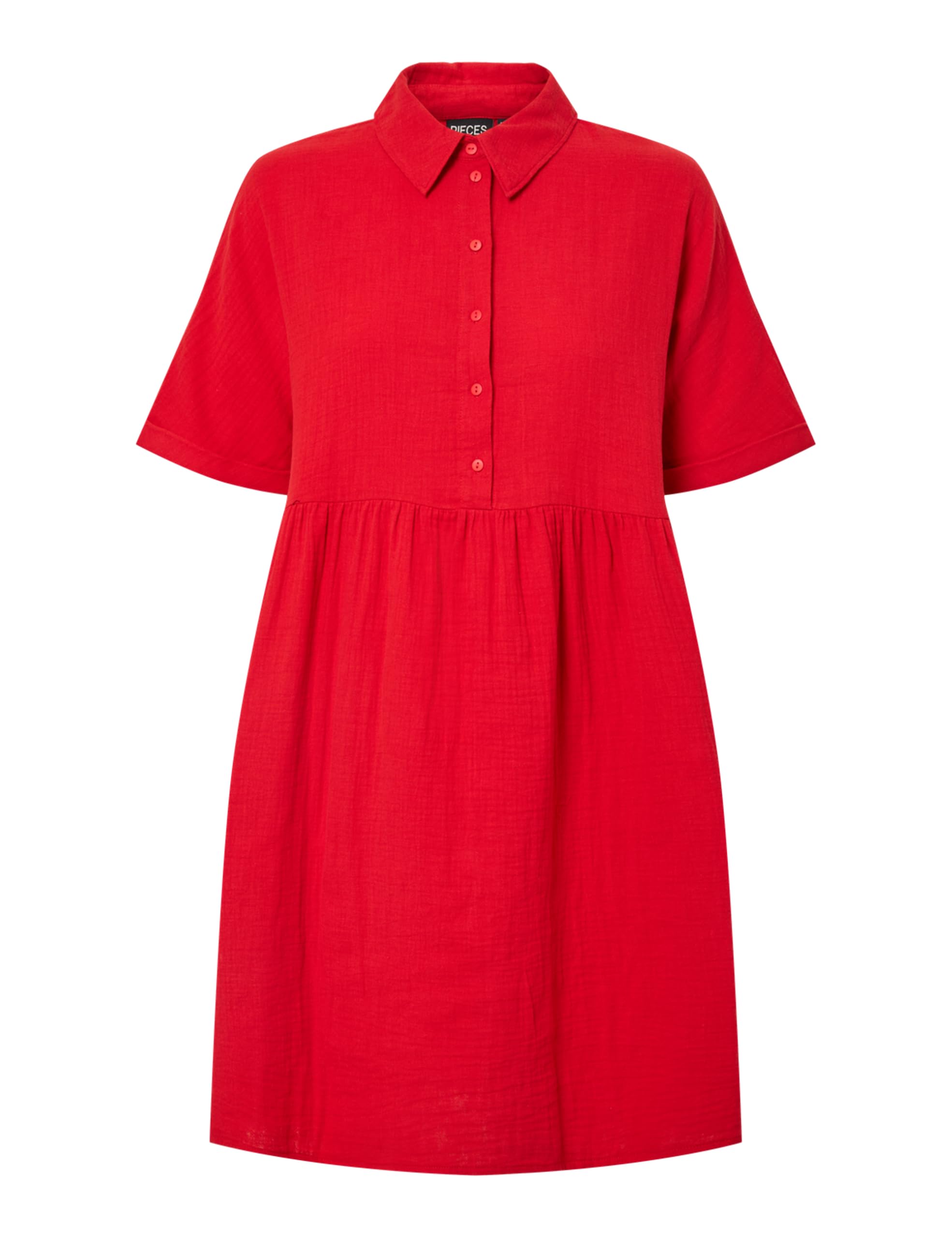 PIECES Damen Pcsastina Ss Shirt Dress Wide WVN Msa Bc Pcsastina Ss Shirt Dress Wide WVN Msa Bc (1er Pack)