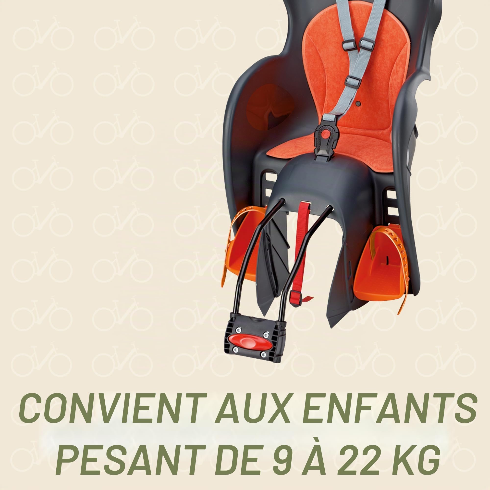 Prophete Siège Enfant de Sécurité pour l'arrière du Vélo Taille 5 Gris/Orange