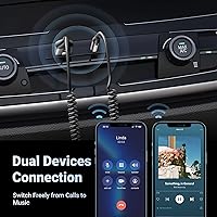 Vista 6 de UGREEN Adaptador Aux a Bluetooth 6.0 Receptor Bluetooth de 3.5mm para Coche Kit USB 2.0 a Conector de 3.5mm con Micrófono Integrado Entrada Auxiliar