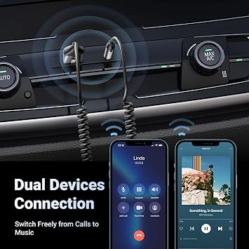 UGREEN Aux to Bluetooth 6.0 Adapter 3.5mm Bluetooth Receiver for Car USB 2.0 to 3.5mm Jack Kit with Built-in Microphone Aux Input for Hands-Free Calls Compatible with Car Speaker and Home Audio