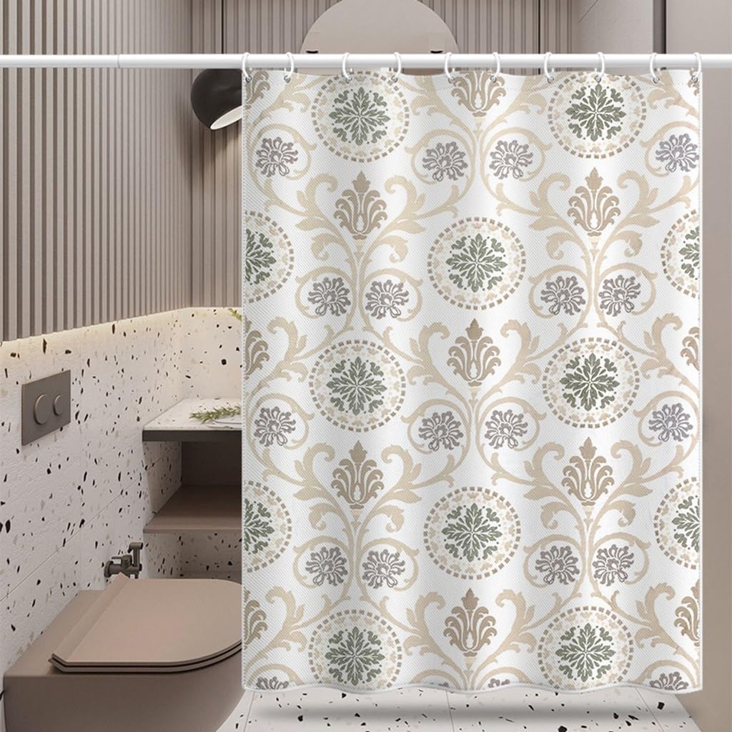 Shower Liner Shower Curtain Bath Shower Curtain Polyester Waterproof Shower Curtain Bathroom Partition Curtains Bathtub Curtains with Hooks Suitable for Bathroom (Size : W150xH180cm) ()