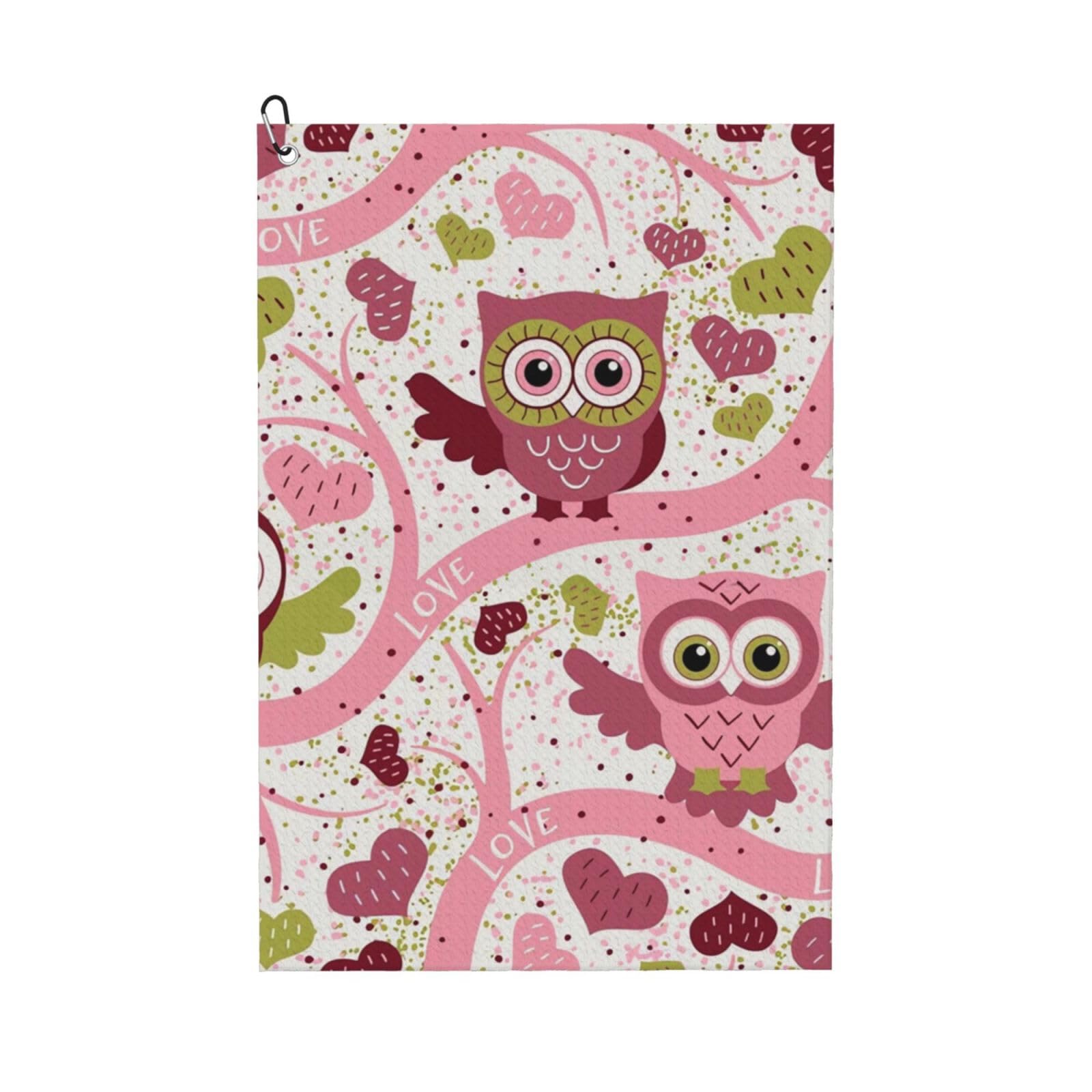 Hnnkloy Cute Owl, 16x24 in Portable Waffle Golf Towels with Carabiner Clip for Golf Bag