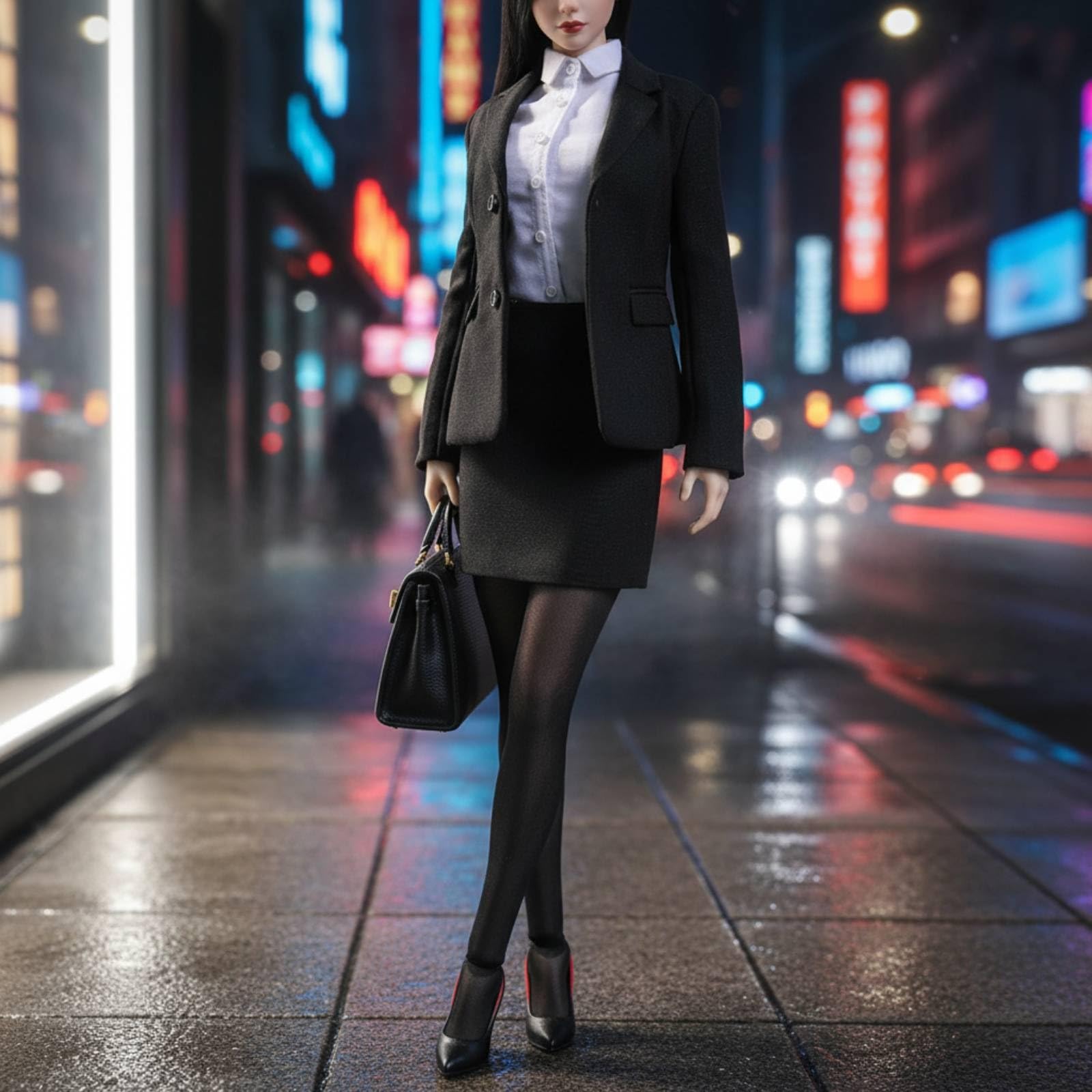 Sharplace Traje Formal Mujer Conjunto Elegante Chaqueta Falda Camisa Uniforme Femenino Tela Diseño Detallado Adecuado para Exhibición de Figuras y Ambientes