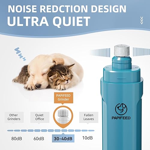 Miniatura 6 de PAPIFEED Molinillo de uñas para perros con 2 luces LED, recortadora de uñas recargable de 3 velocidades, potente lima de uñas eléctrica mejorada,
