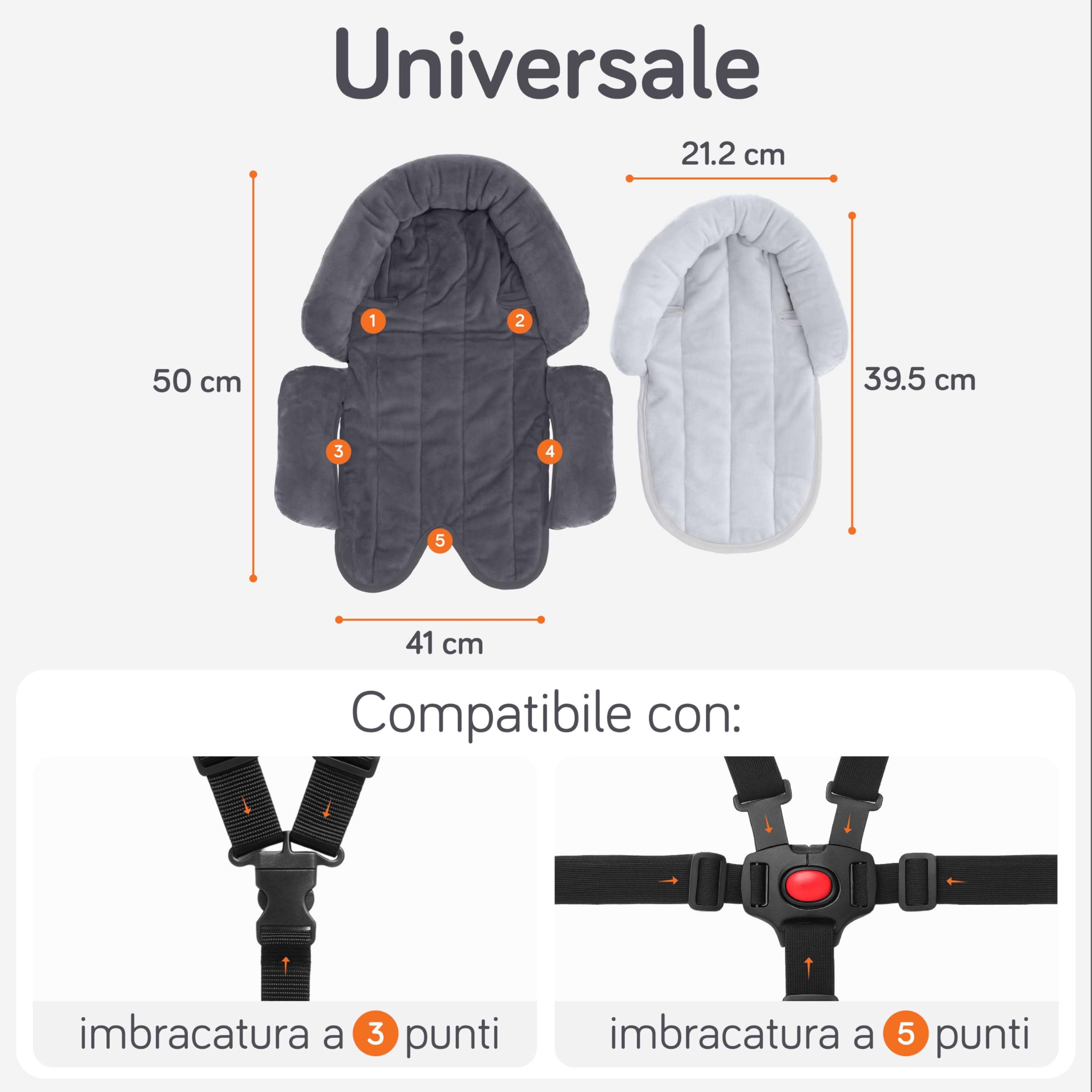 Baby Uma 2-in-1 Riduttore Ovetto Universale Neonato & Bebè (0-12 Mesi) - Riduttore Seggiolino Auto Ultra-morbido - Riduttore Passeggino & Supporto Testa Lavabile in Lavatrice
