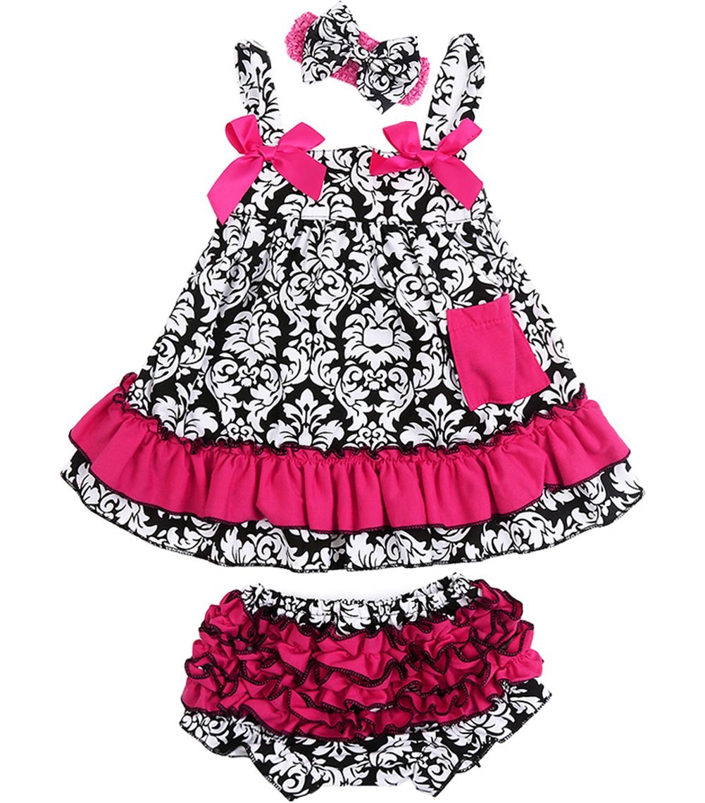 2 PCS Baby Toddlers Infant Girls Cotton Cute Dress+ Underpants Outfit Sets
