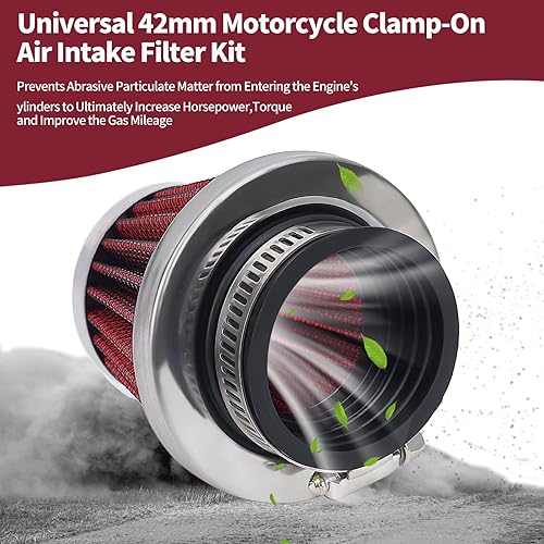 Miniatura 4 de AHL Cápsula de filtro de aire de rendimiento de almacén rojo de 1654in 150 cc-250 cc motocicleta scooter ATV Dirt Bike 1 unidad