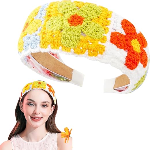 Crochet Hairband, Crochet Hair Accessories, Crochets Hair Clips, Crochets Rubber Band for Hair, Handmade Floral Design, De...