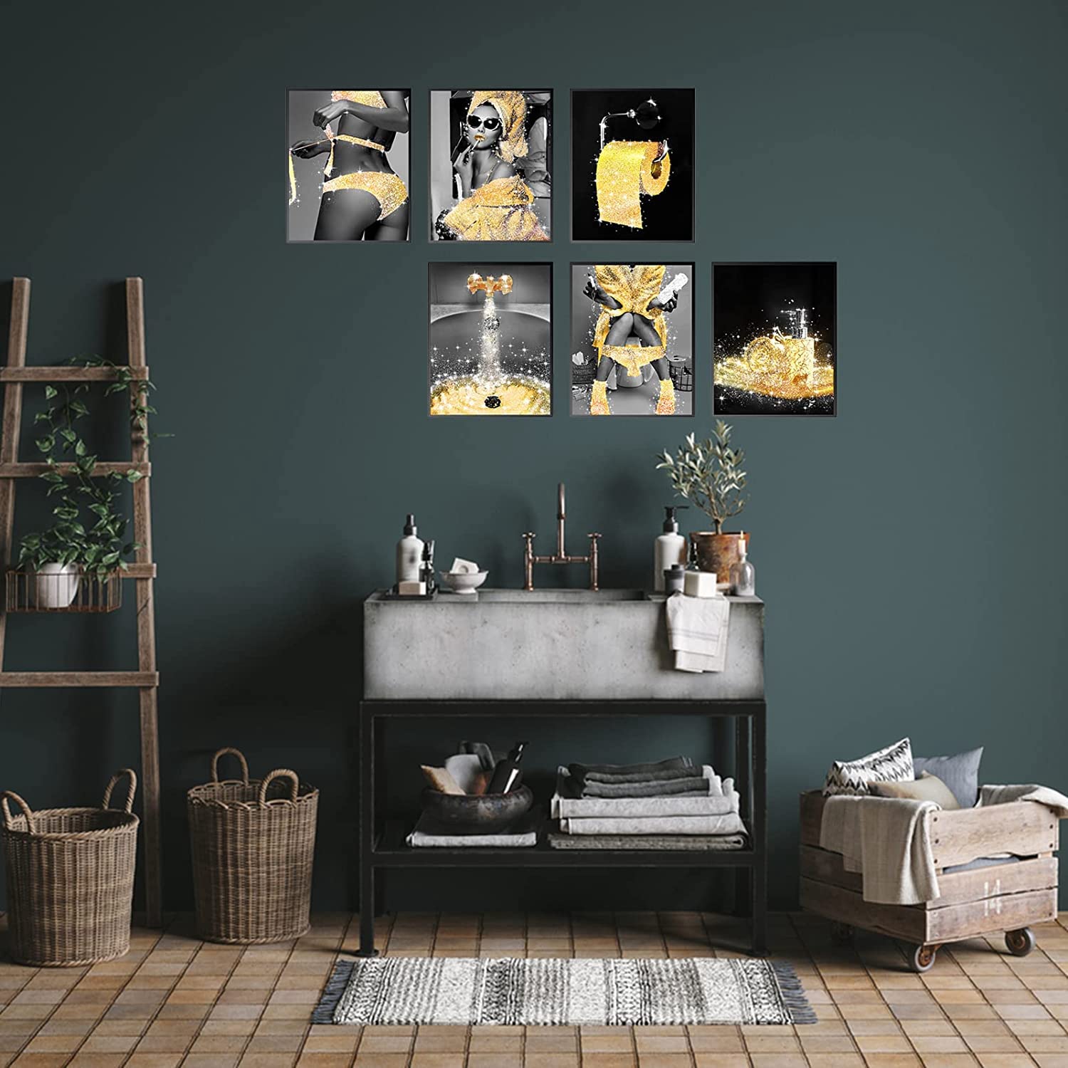 MKHFUW Bathroom Poster of Modern Women, Fashionable Bathroom Wall Decoration, 6-Piece Set, Bathroom Art - Image 4