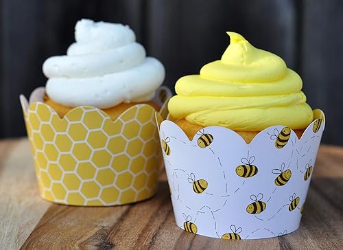 Miniatura 2 de Envoltorios para cupcakes de abeja de miel para revelación de género, fiestas de cumpleaños, despedidas de soltera, baby showers, o reuniones de