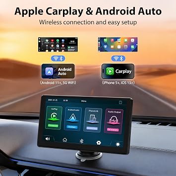 9 Inch Carplay Screen for Car, Wireless CarPlay & Android Auto