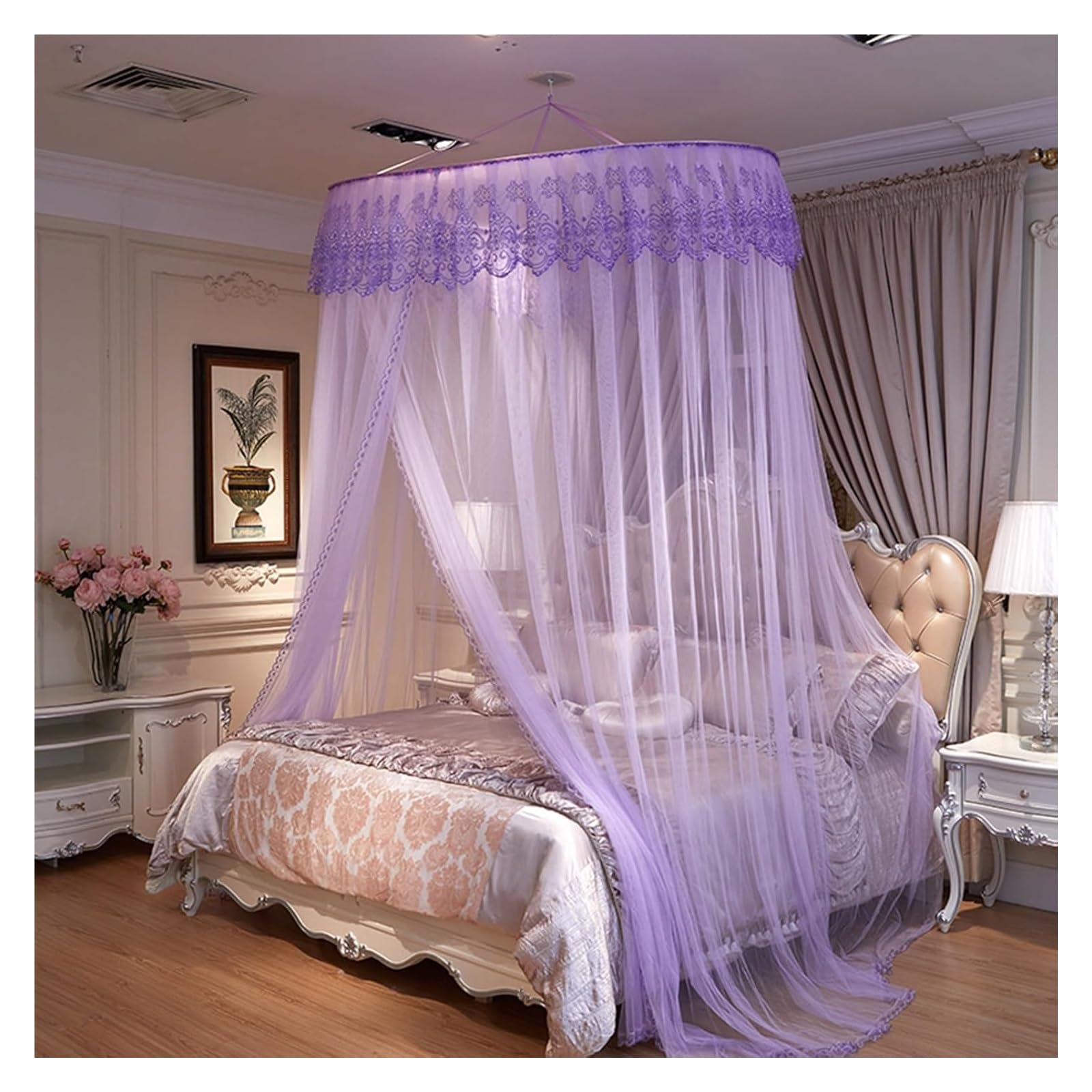 Rideau de lit suspendu baldaquin rond chic pour adulte