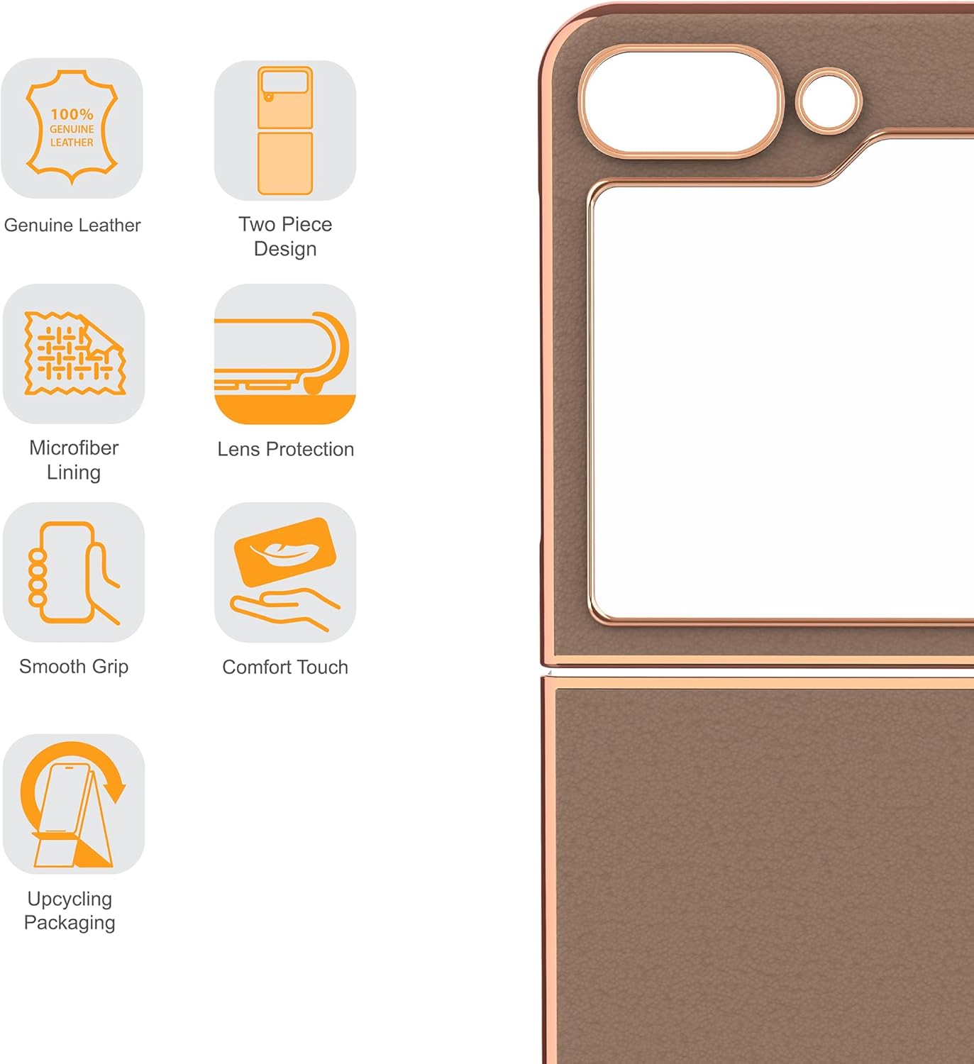 Armor Leather Case for Samsung Galaxy Z Flip 6 (Dusty Rosé)