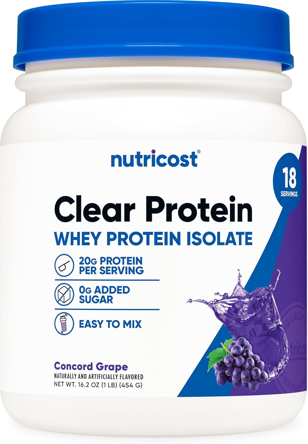 Nutricost Clear Whey Protein Isolate Powder (Berry Blast) 1 LB - 20g of Protein, 0g Added Sugar, GMO-Free, Gluten-Free