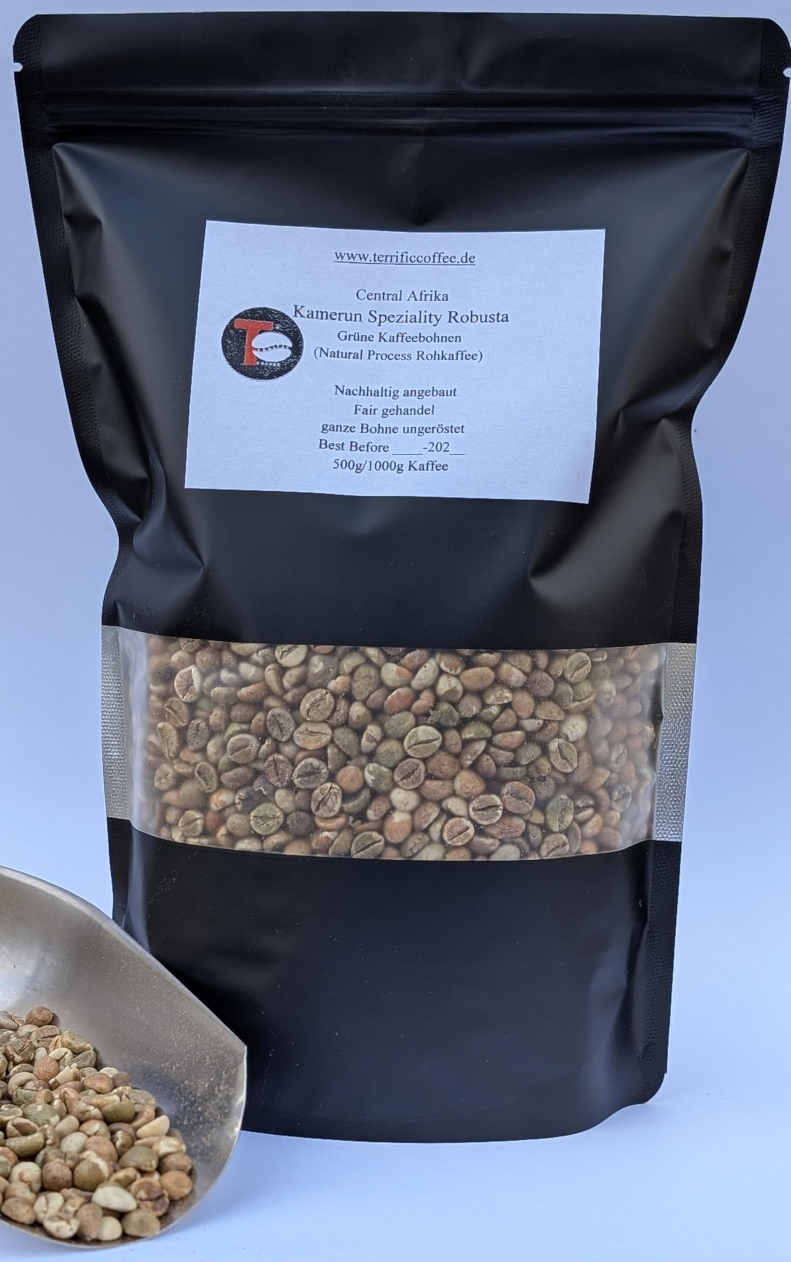 Terrific Coffee -Robusta RohKaffee Bohnen - Handarbeit und direkt trade - Speciality coffee Kamerun - (grüne Kaffeebohnen 1000g)