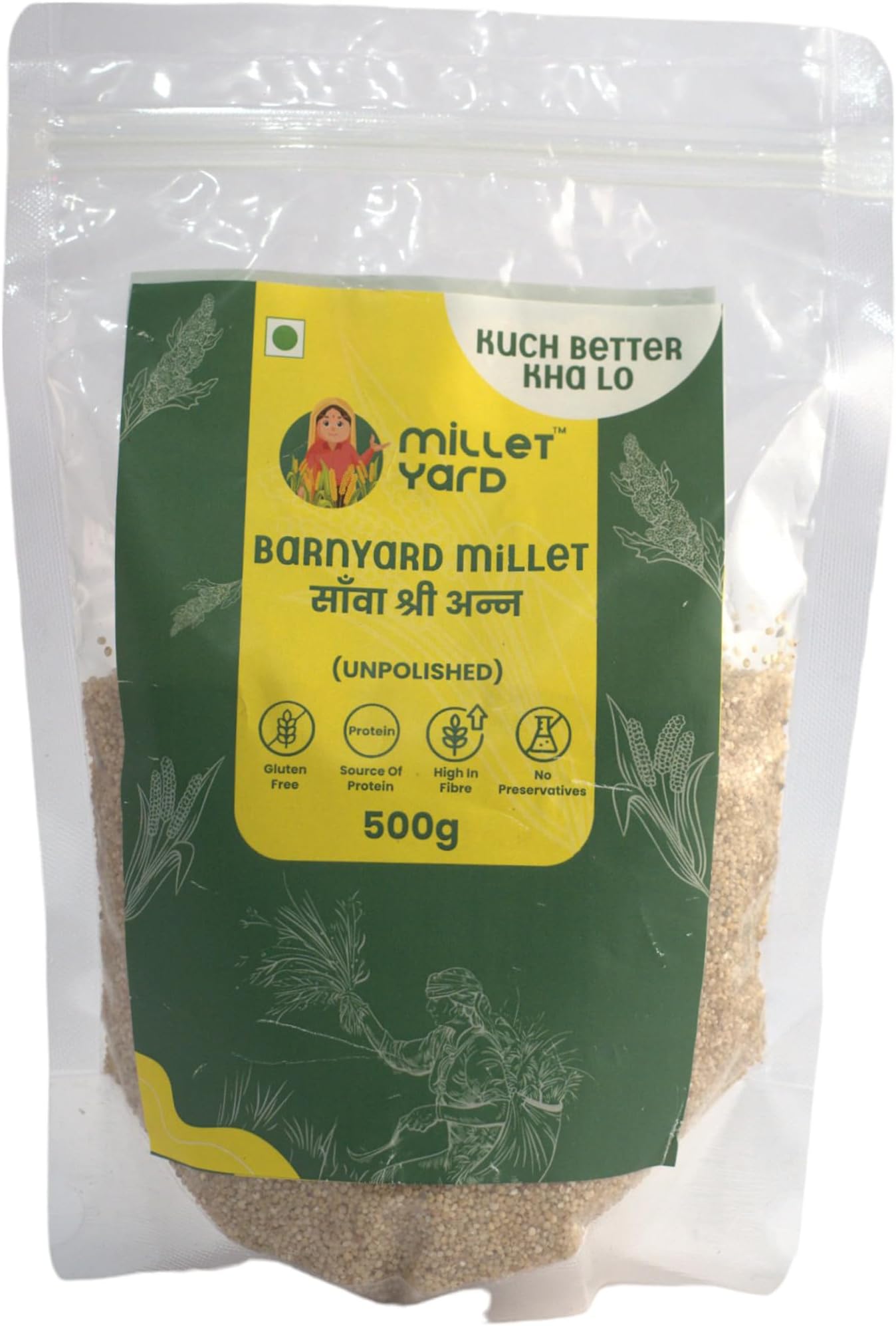MILLET YARD Barnyard Millet Healthy Sava Unpolished | Natural Grains Sava | Native Low GI Millet | High Protein & 100% More Fibre Sanwa | Chemical Free | can be used to cook Khichadi, Millet Daliya, Pulaao | Rice Replacement | Odalu | Oodulu | Sanva | Sri anna | Gluten Free500g