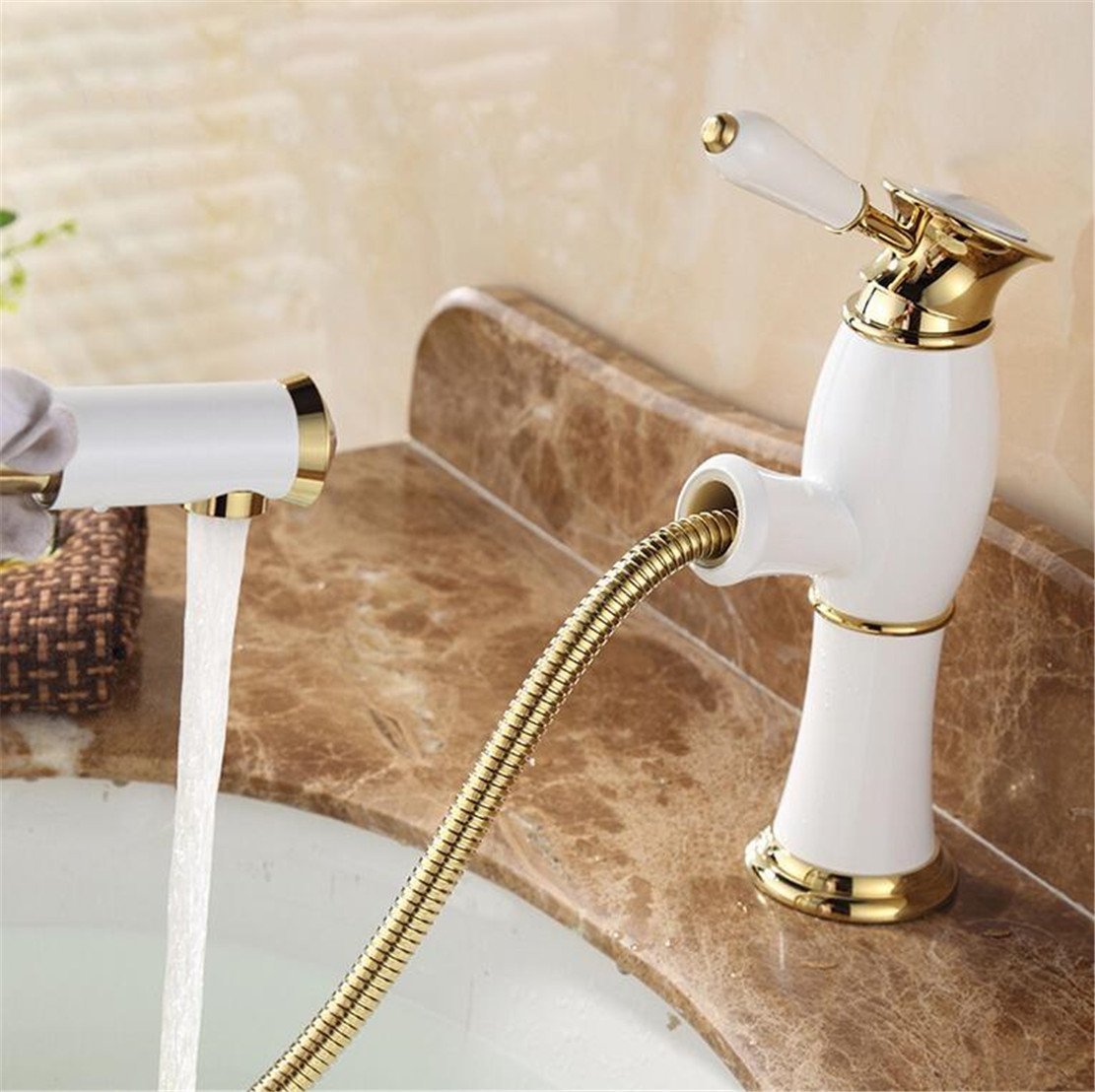 Mitigeur lavabo extensible laiton blanc : finissez-en avec les rinçages difficiles
