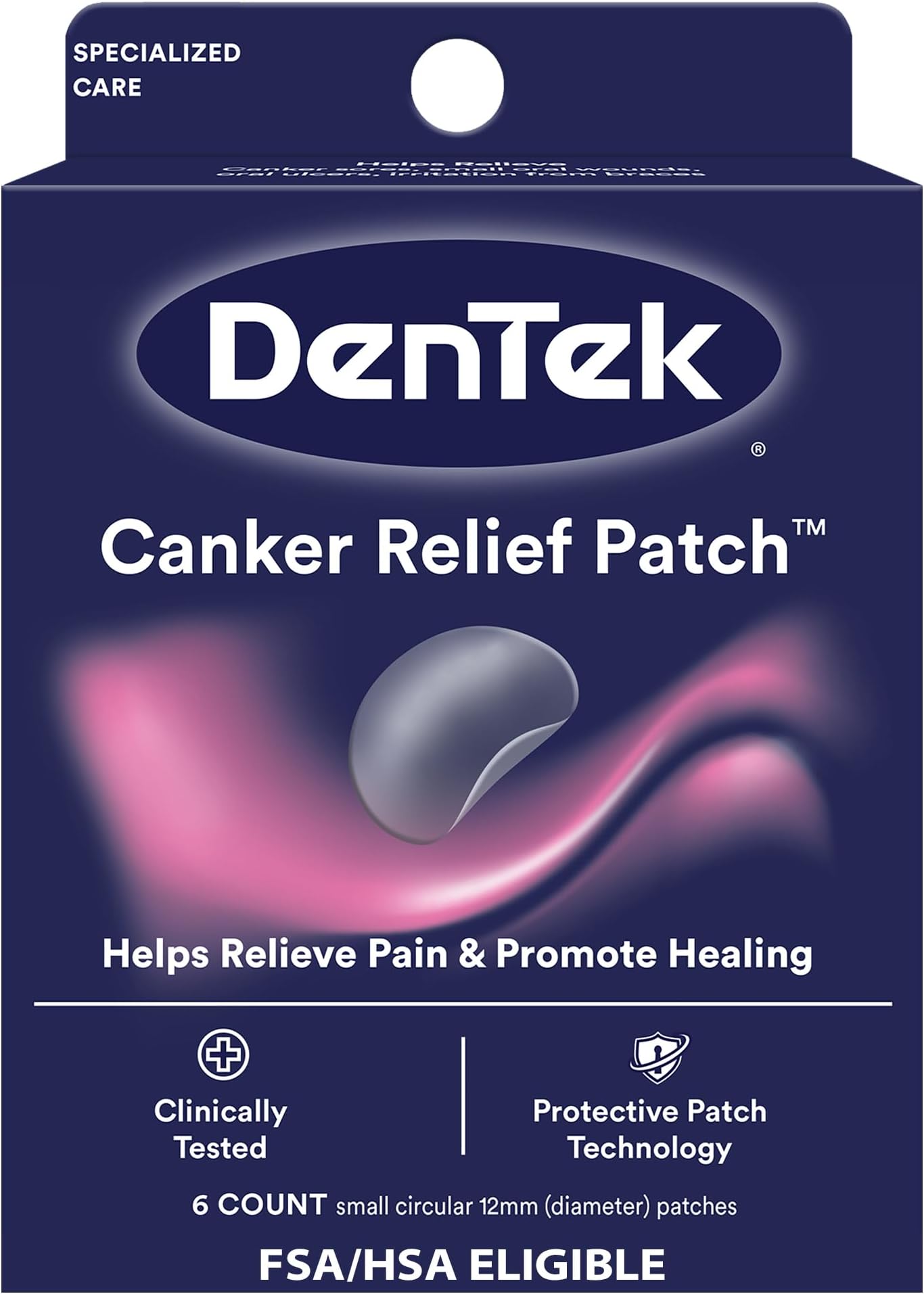 DenTek Canker Relief Patches for Canker Sore Pain Relief, Helps Relieve Soreness from Braces & Oral Wounds, 6 Count