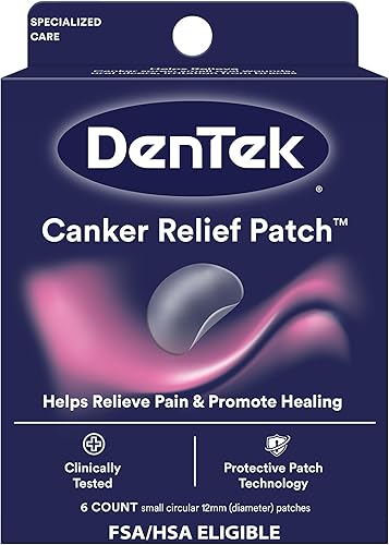DenTek Parches de alivio de cancro para aliviar el dolor de las aftas bucales, ayuda a aliviar el dolor de aparatos ortopédicos y heridas orales, 6