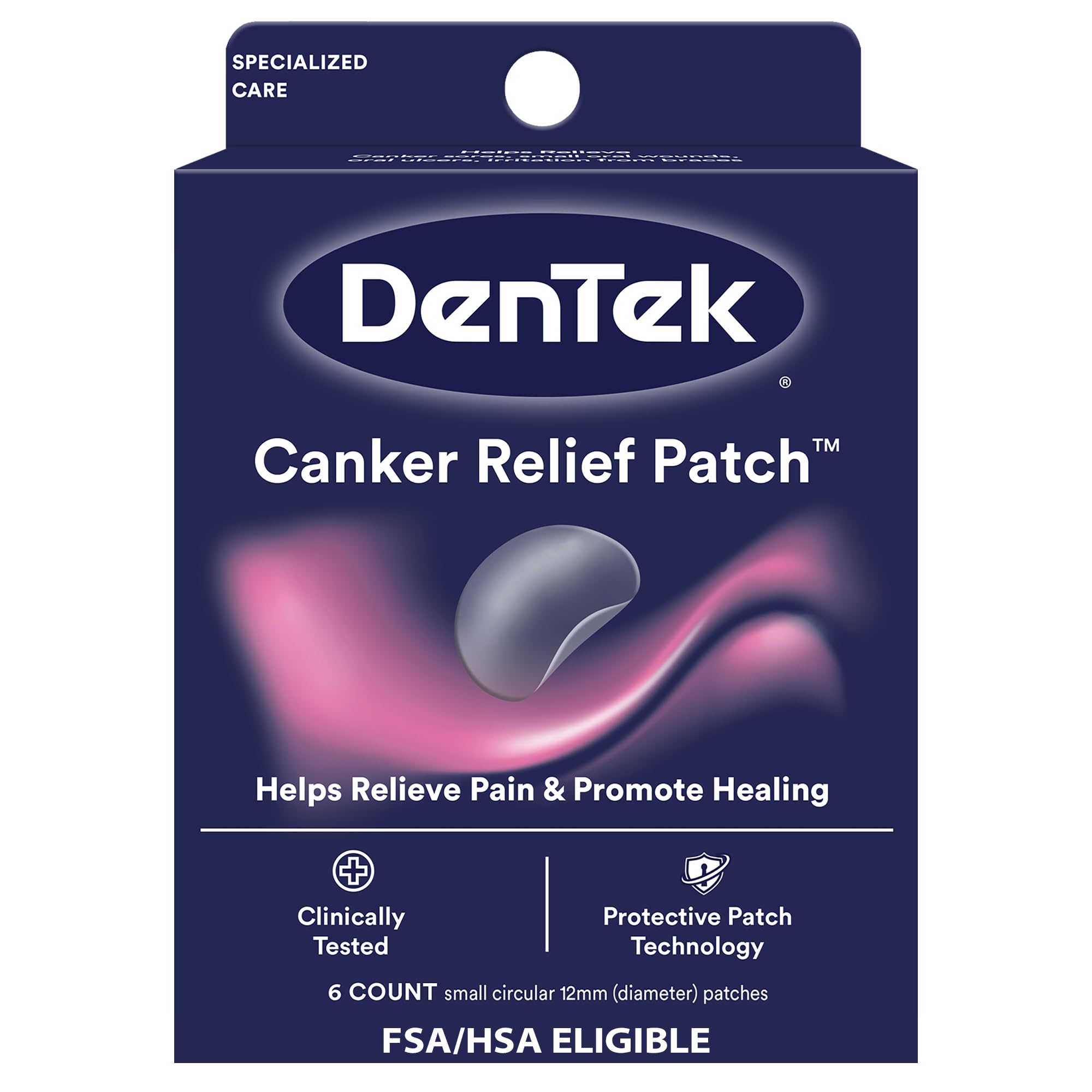 DenTek Canker Relief Patches for Canker Sore Pain Relief, Helps Relieve Soreness from Braces & Oral Wounds, 6 Count