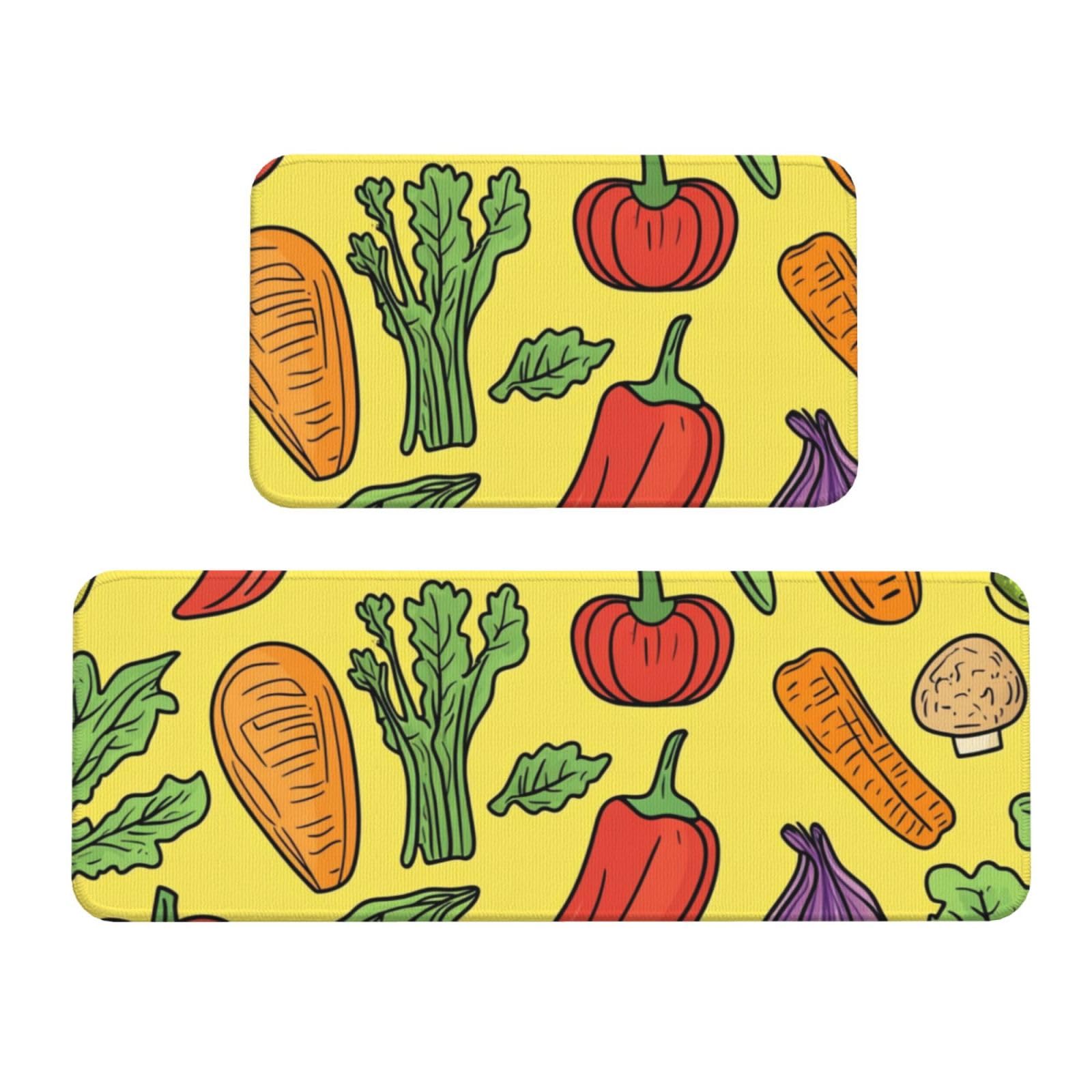 Juego de 2 tapetes de cocina acolchados, antideslizantes y lavables