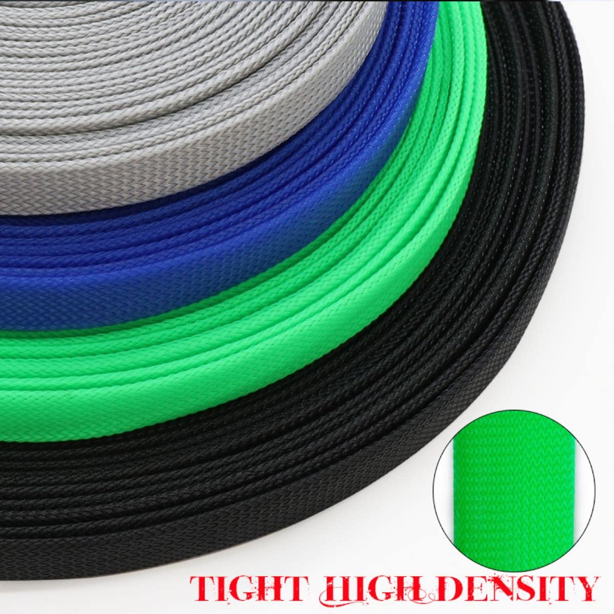 1/10M 2 4 6 8 10 12 14 16 20 25 30mm Pet Intrecciato Manicotto Cavo Espandibile Nylon Ad Alta Densità Guaina Protettore Imbracatura-Nastro Oro Nero,30mm,10 Metri