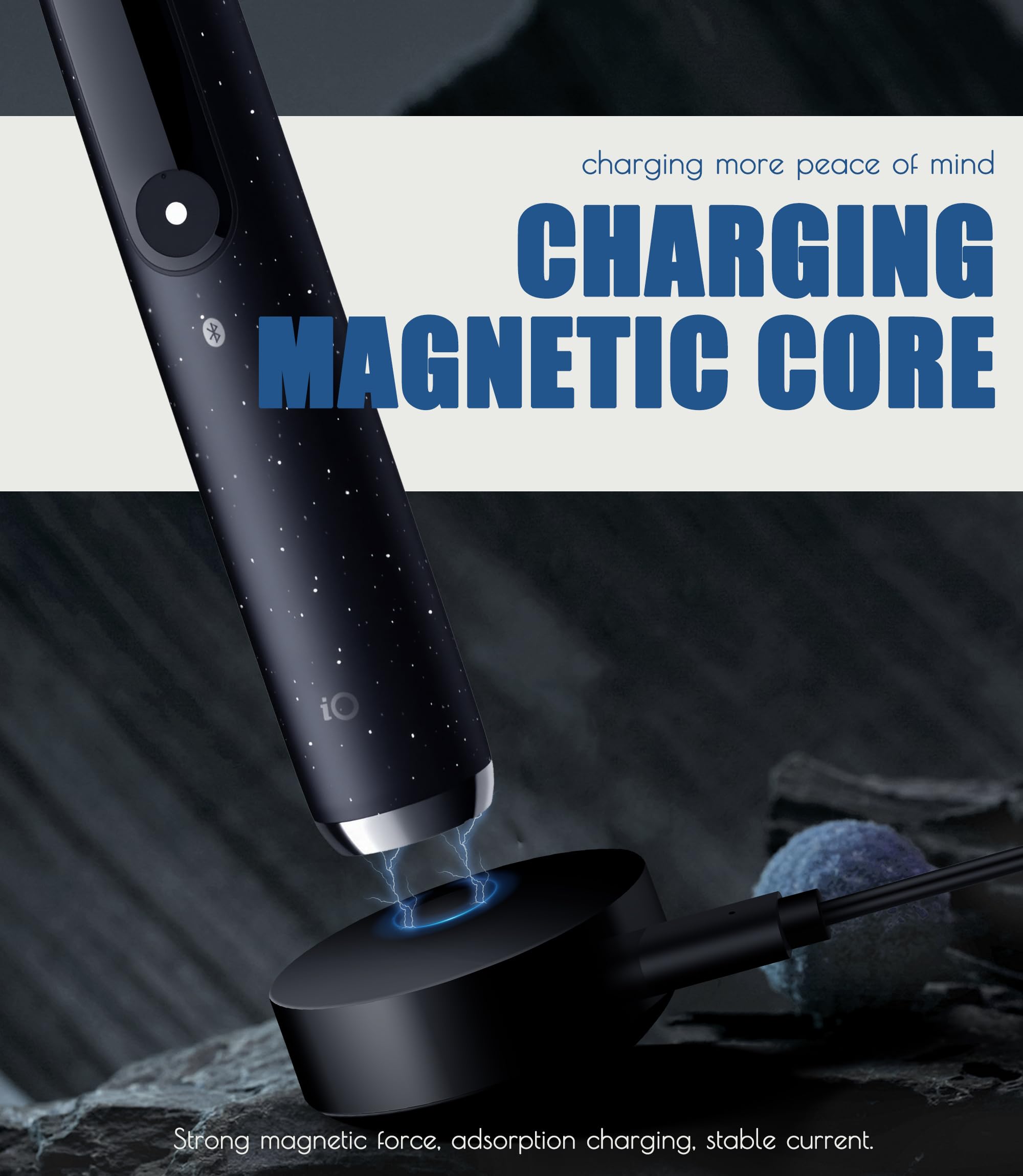 Caricabatterie per Spazzolino Elettrico Compatibile con Braun Oral-B iO10 iO9 iO8 iO7, Stazione di Ricarica Magnetica per Oral-B IO, con Adattatore USB-C e Custodia, IPX7 impermeabile