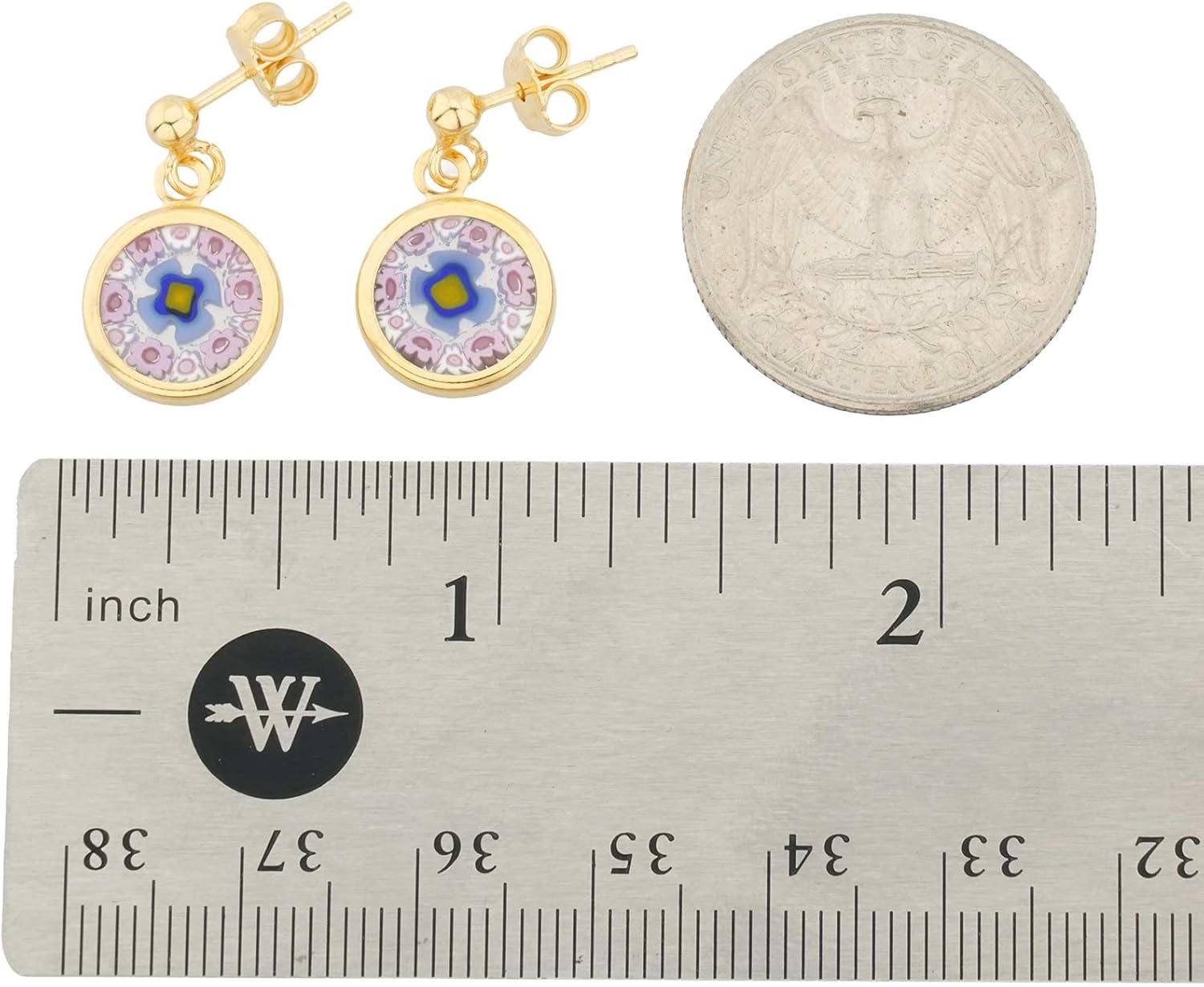 Glass Of Venice Murano Glass Millefiori Earrings In Gold-Plated Frame