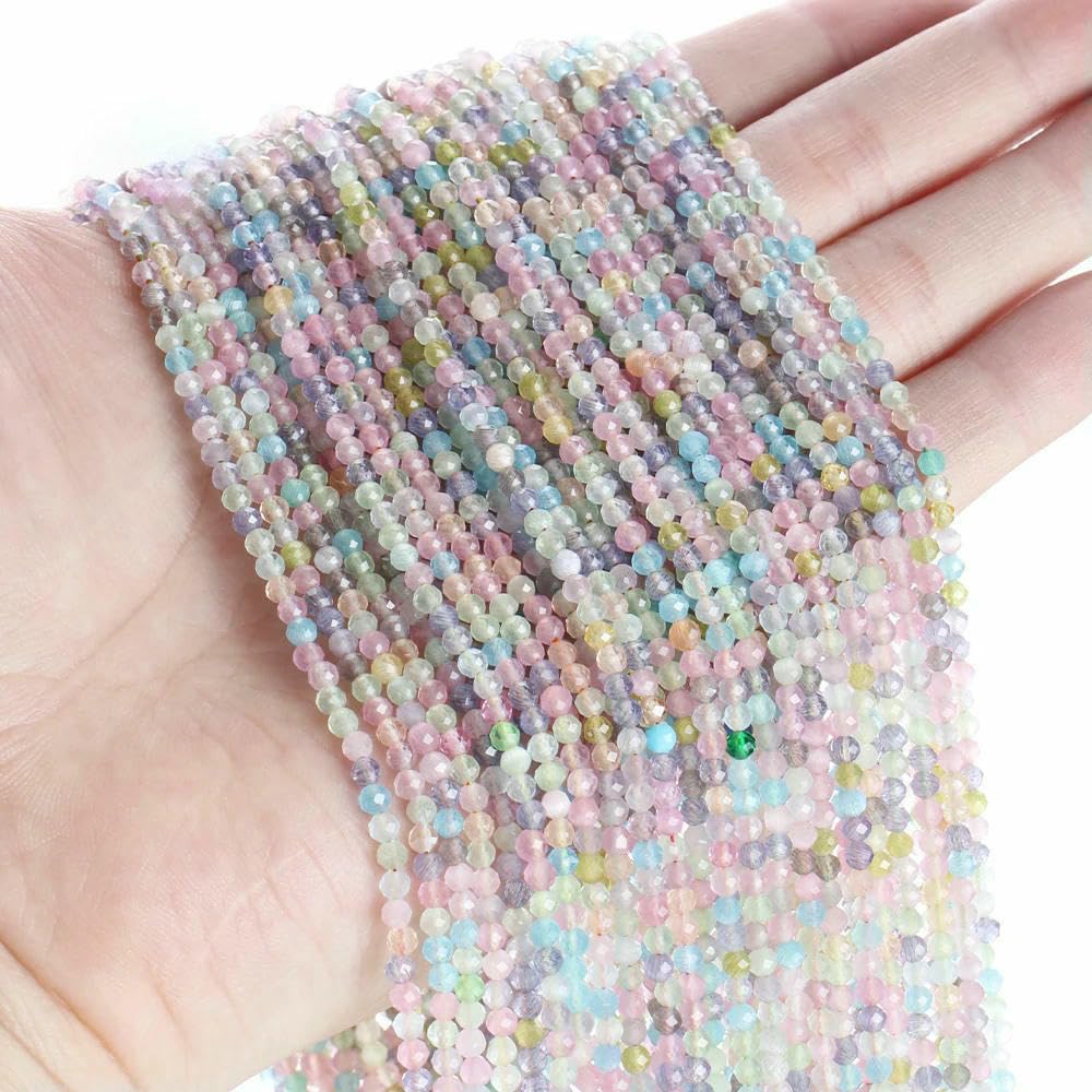 Lot de 10 brins de perles œil de chat en cristal à facettes pour la fabrication de bijoux, bracelets, colliers, boucles d'oreilles, mélange de 2 à 3 mm (1 150 pièces)