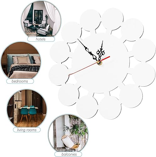 Miniatura 8 de Reloj de pared 3D DIY sublimación en blanco reloj de pared MDF redondo sublimación relojes de pared silenciosos sin tictac funciona con pilas reloj