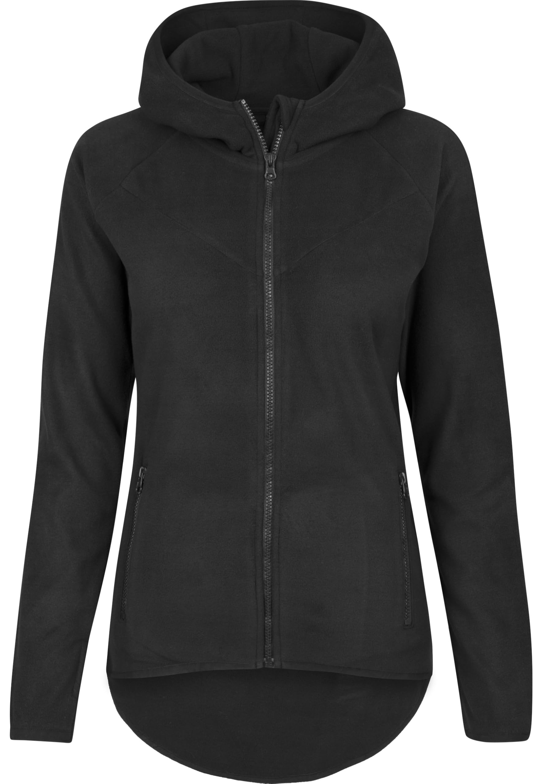 Urban Classics Ladies Polar Fleece Zip Hoodie Mujer Capucha con Cremallera Negro Daumenlöcher Regular