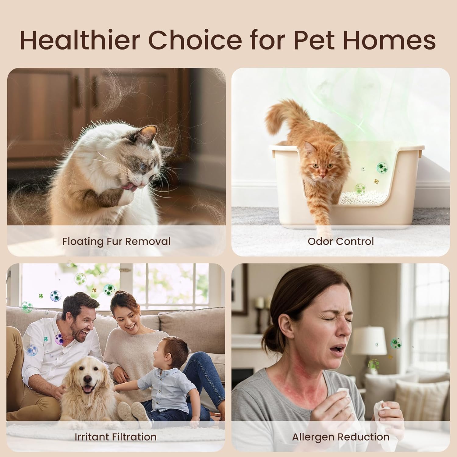 Pro-Level Air Purifier for Home Pets, No More Odor, Pet Floating Fur/Dander Worries, 4-Side Wide Intake, H13 True HEPA, Auto/Pet Mode & Washable Pre-Filter,Ultra Quiet for Bedroom/Large Room - Image 9