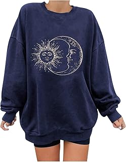 Splrit-MAN Women's Classic Cute Graphic Printed Outdoor Top Blouse Womens Halloween Comfortable Warm Thermal Pullover Womens Casual Baggy Basic Sweatshirt Autumn Round Neck Long Sleeve Tops