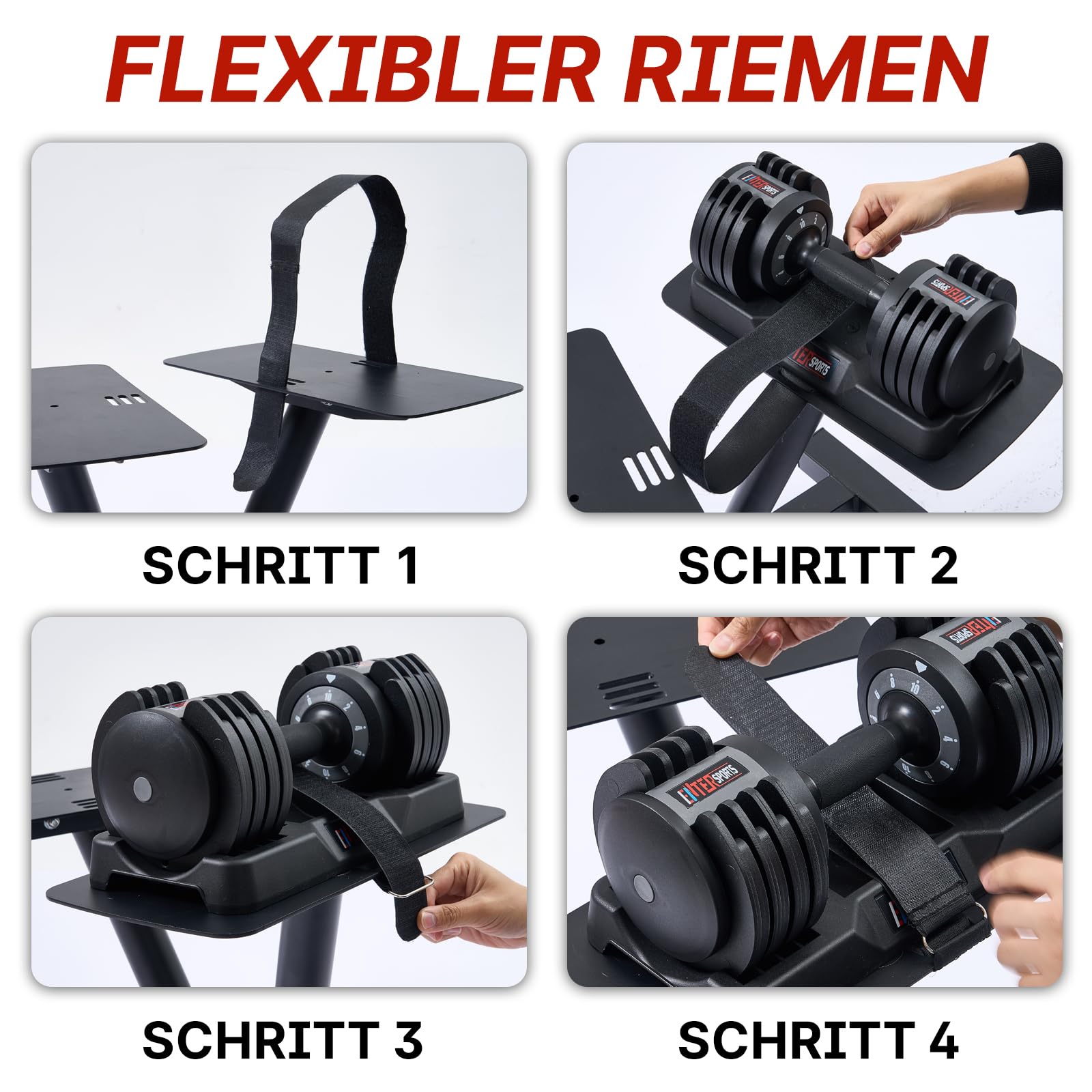 EnterSports Verstellbarer Hantelständer mit Rollen,Strapazierfähiges Hantelgestell (3–50 kg), 100 kg Tragkraft, Platzsparendes Aufbewahrungsgestell für das Heim-Fitnessstudio (nur Ständer)