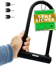 WIDDER Extremely Secure Bicycle Lock Shackle Lock [Chrome Steel Security Level 15] - 18 mm Solid Shackle - Bicycle Lock 64 cm Circumference with Bracket & 3 Keys - E Bike Lock & e Scooter U Lock