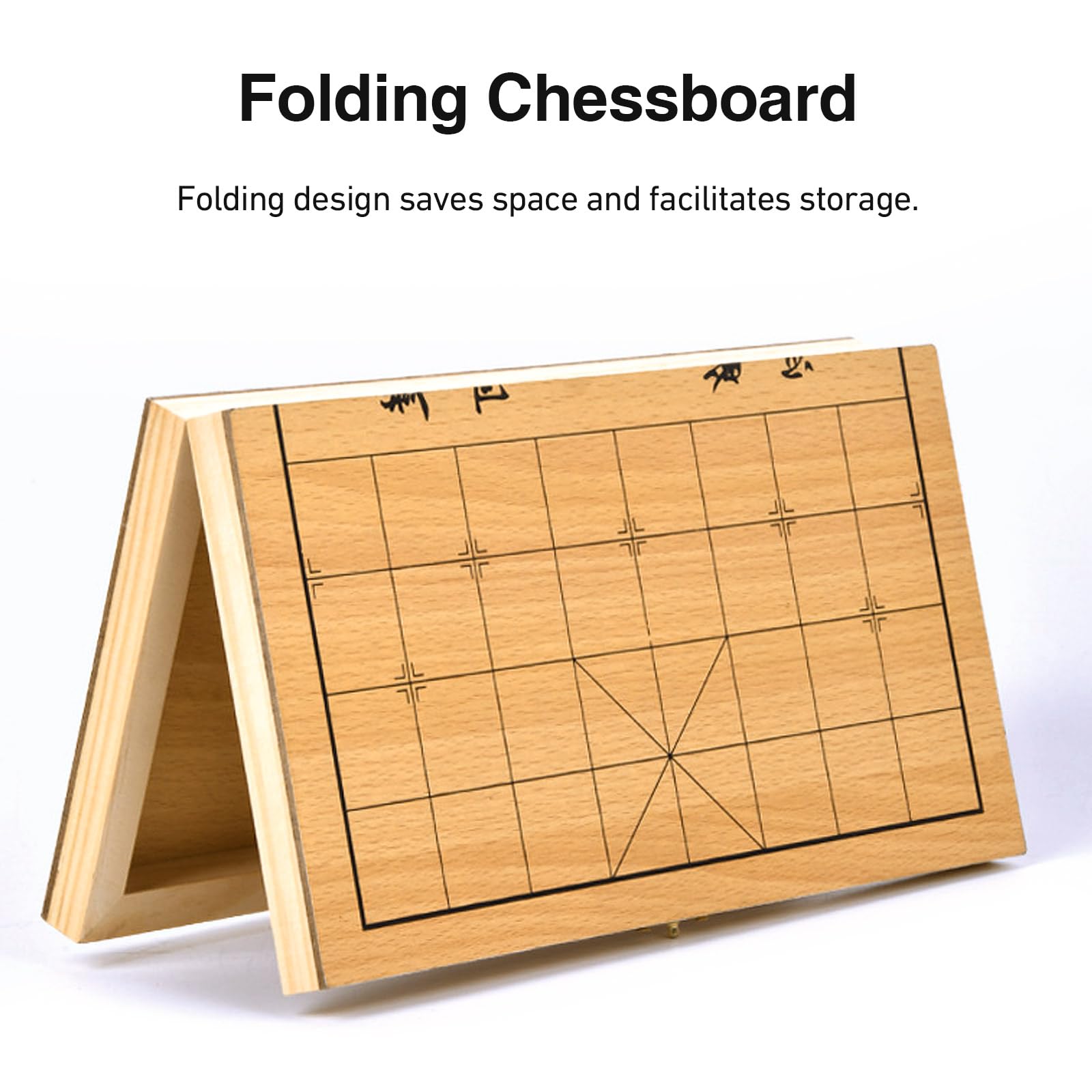 BAOK Ajedrez Chino Xiangqi De Madera Plegable – Tablero Portátil Con Piezas Para Viaje, Juego De Estrategia