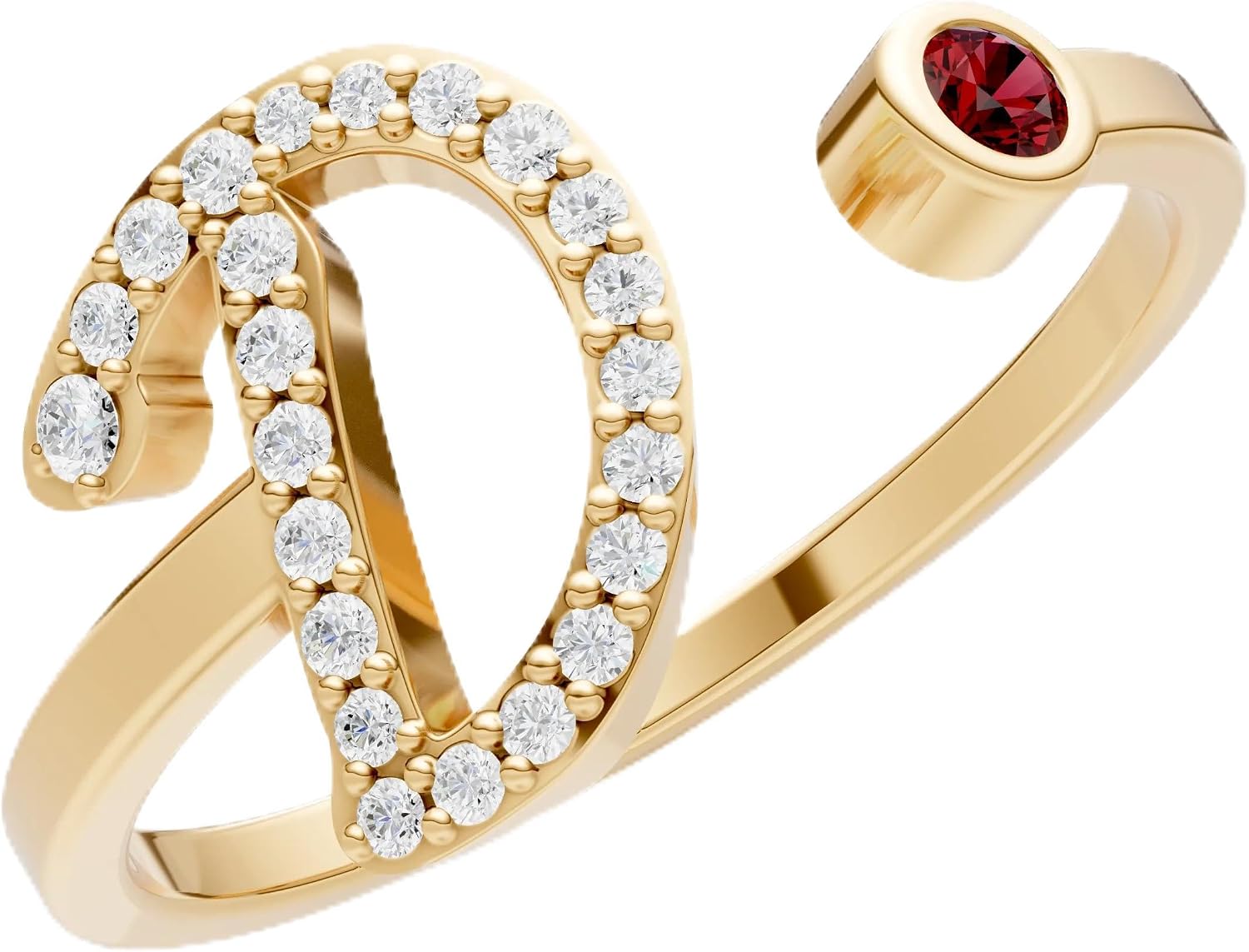 PEORA Round Cut Garnet Band Available in Solid 10K, 14K or 18K Ring – White, Yellow or Rose Gold
