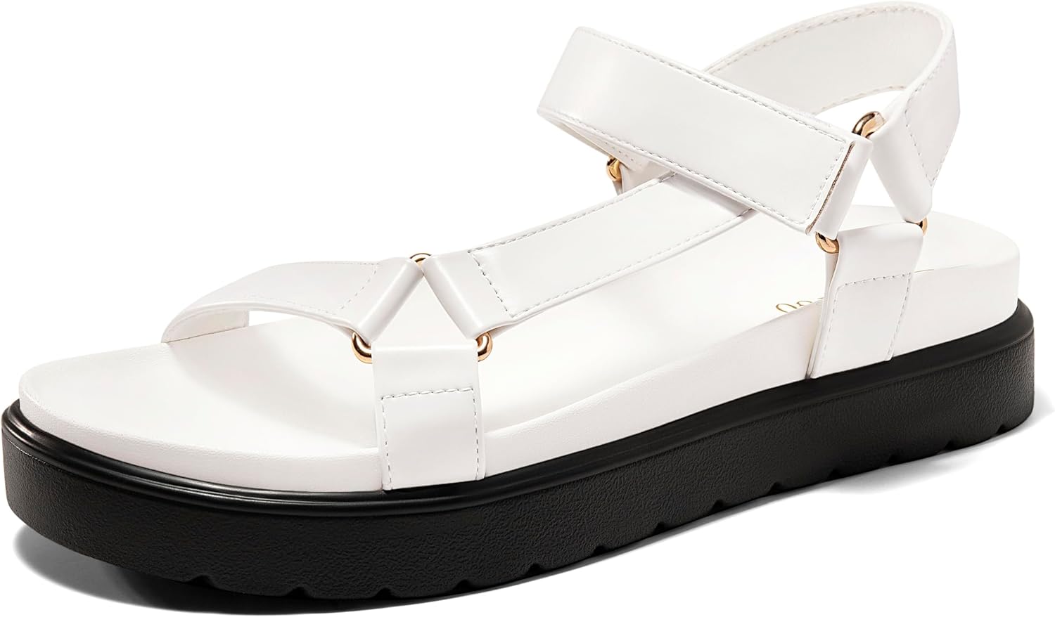 Coutgo Womens Platform Sandals Comfortable Arch Support Footbed Adjustable Ankle Strap Summer Beach Flat Sandals