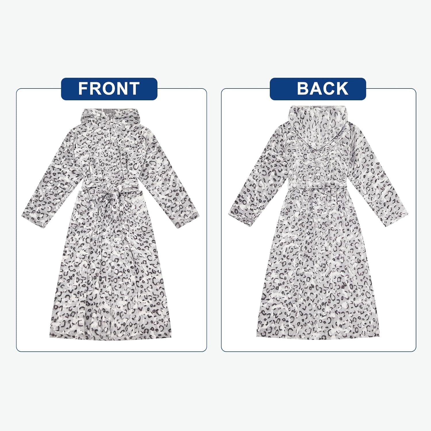 RONGTAI Womens Robes Plush Fleece Hooded Bathrobe Thick Nightgown with Pockets Fluffy Sleepwear - Image 3