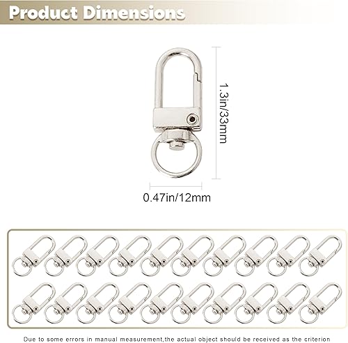 Miniatura 7 de Paquete de 20 cierres de mosquetón de metal dorado y plateado, ganchos giratorios de 360, cierres de garra para llaveros y manualidades de joyas,