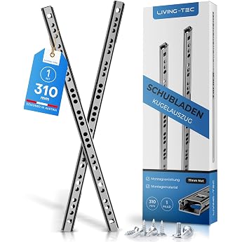 Drawer Runners 310 mm 1 Pair Slide Rail 17 mm Groove Steel