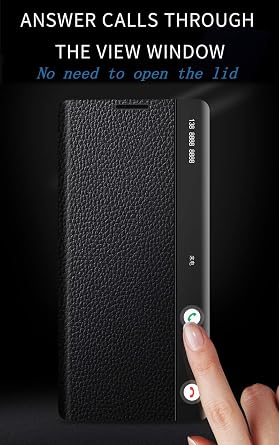 Intelligent Leather Mobile Phone Case for Samsung Galaxy Note 20 Ultra 5G. Automatic Sleep/Wake/Smart Holster for Samsung Note20 Ultra. Cell Phone Cover Black