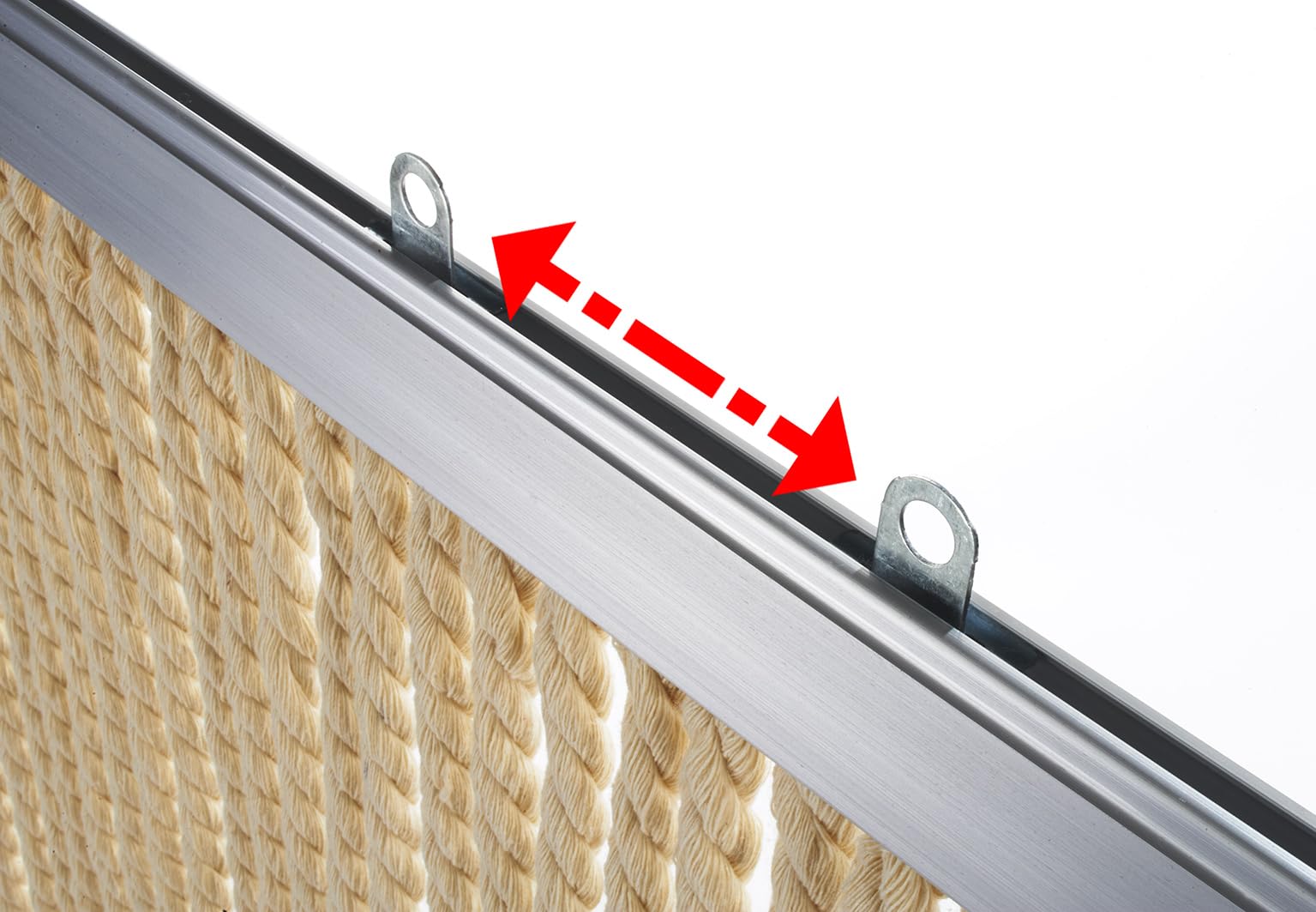 Kobolo Seilvorhang MARITIM 90x195/200cm beige, Türvorhang mit 54 Strängen je 1cm & Aluleiste, luftiger Fadenvorhang als Insektenschutz & Raumteiler, dekorativer Schnurvorhang, für Balkon und Terrasse