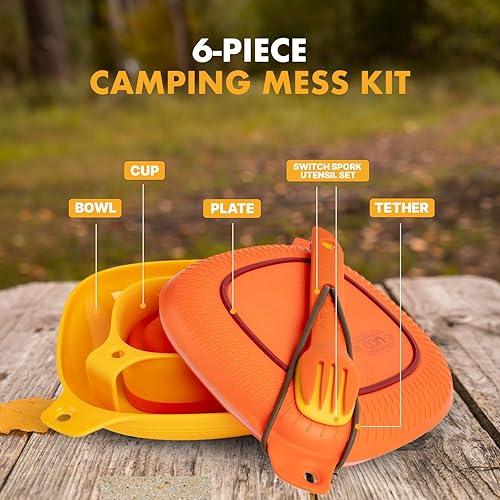 Miniatura 2 de UCO Kit de desorden de camping de 6 piezas con cuenco, plato, taza de campamento y juego de utensilios para interruptor Spork
