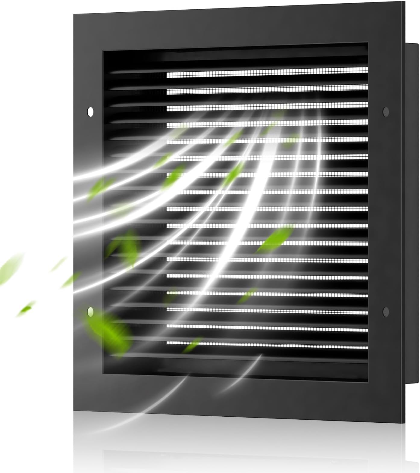 16" X 16" Shed Vent, Hon&Guan Aluminum Alloy Gable Vent, Door Vents for Interior Doors Dryer Vent Covers for Wall House [Vent Openning: 14"x 14"h], Black