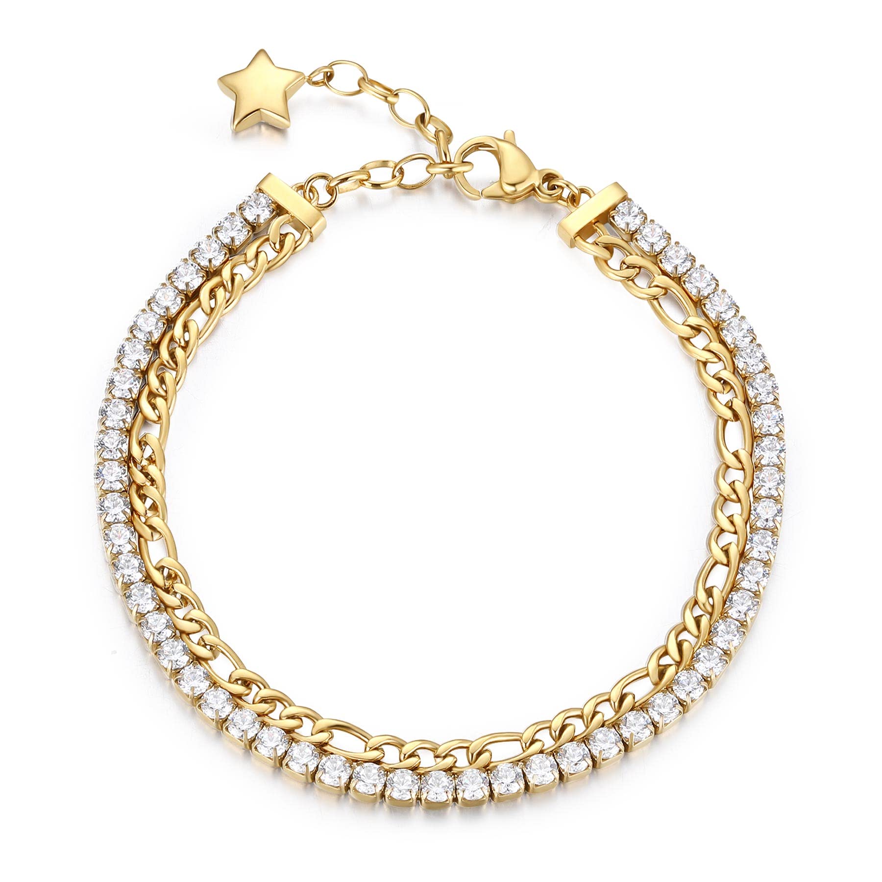 Brosway Bracciale Donna, Bracciale Tennis in Acciaio e Cubic Zirconia con Simbolo Stella | Collezione Desideri - BEI046