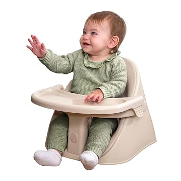 Boppy Proper Posture Floor & Booster Seat - Ergonomic Infant Seat and Toddler Seat with Removable Washable Tray and Back Support for 4-36 Months - Oatmeal