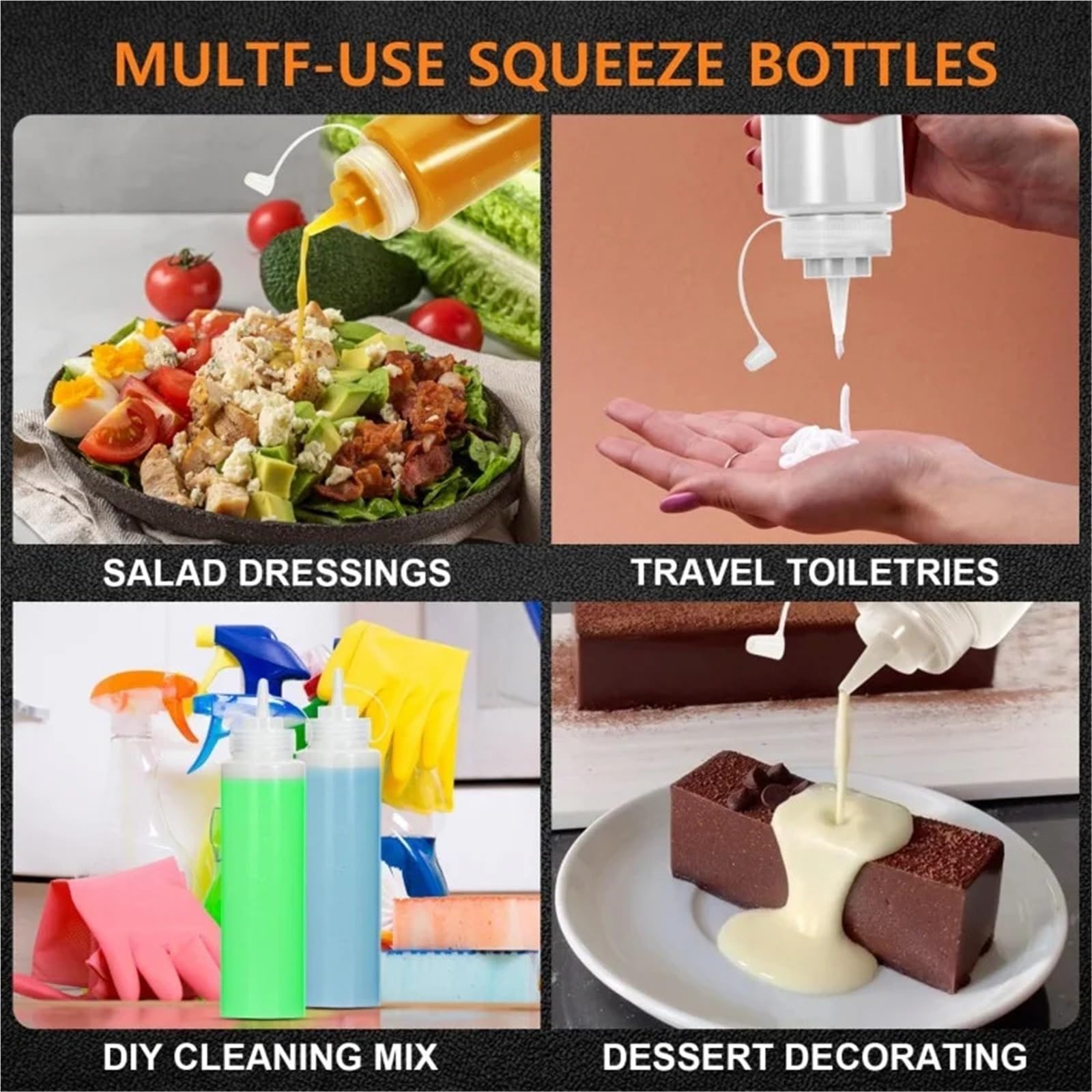 10 pz Condimento Bottiglie da spremere for Ketchup Senape Maionese Salse piccanti Olio d'oliva Gadget cucina 250 ML/360 ML/500 ML per Condimenti(450ML)