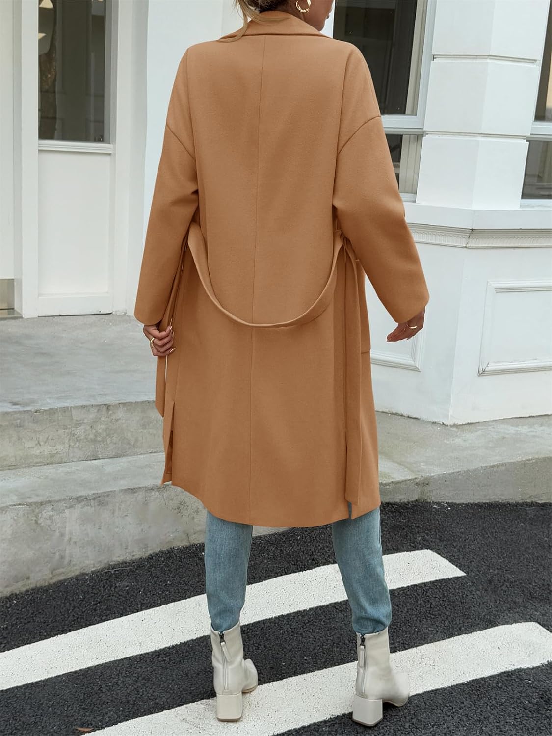 Rear View of Tan Tankaneo Pea Coat