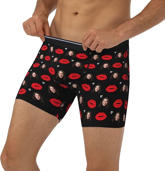 Custom Underwear Custom Boxers for Men with Face I Love My Girlfriend Boxer Briefs Underpants Printed with Photo as Gift